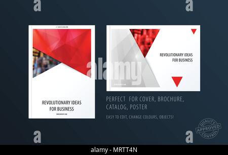 Brochure design rectangular template. Colourful modern abstract set, annual report with material design for branding. Stock Vector