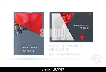 Brochure design rectangular template. Colourful modern abstract set, annual report with material design for branding. Stock Vector