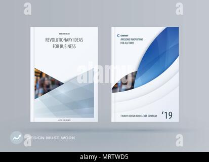 Brochure design rectangular template. Colourful modern abstract set, annual report with material design for branding. Stock Vector