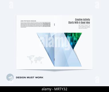 Abstract double-page brochure material design style with colourful layers for branding. Business vector presentation broadside. Stock Vector
