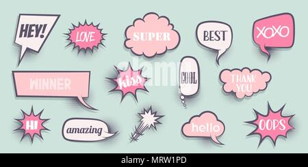 Comic text speeech bubble pop art Stock Vector