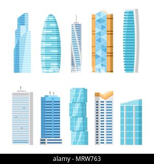 City skyscrapers, isolated vector cartoon set Stock Vector