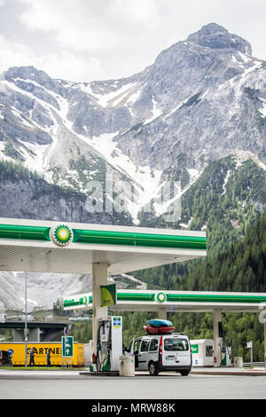 FLACHAU, AUSTRIA - May 10, 2018: BP gas station at the A10 Restitution Tauernalm, Austria. Stock Photo