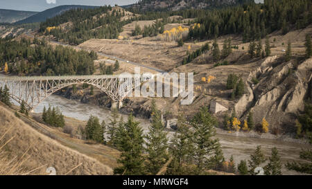 Sheep Creek Bridge, close to Williams Lake, BC, Canada. From a popular viewing point along Highway 20, also known as Chilcotin-Bella Coola Highway. Stock Photo