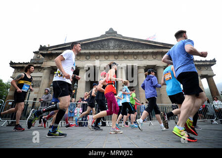 Competitors running in the 2018 Edinburgh Marathon. Stock Photo