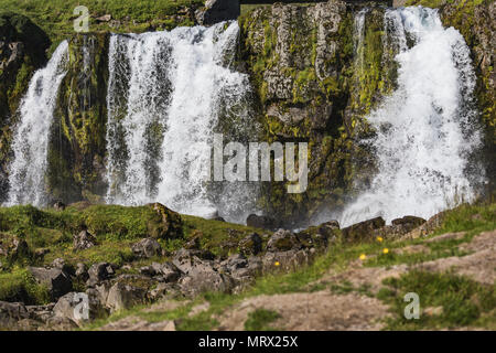 Beautiful waterfall in iceland on a sunny day summer Stock Photo