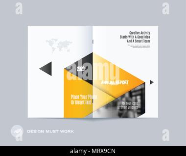 Abstract double-page brochure material design style with colourful layers for branding. Business vector presentation broadside. Stock Vector