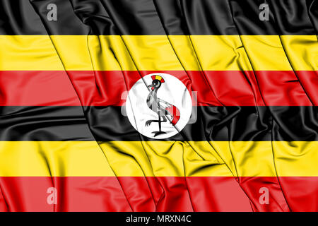 3D Flag of the Uganda. 3D Illustration. Stock Photo