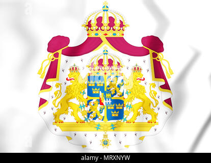 3D Great coat of arms of Sweden. 3D Illustration. Stock Photo