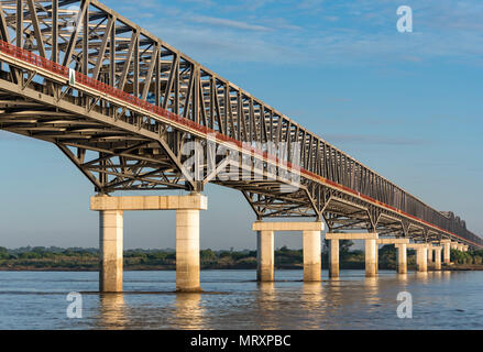 Pakokku Bridge across the Irrawaddy River, Myanmar Stock Photo