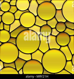 abstract vector stained-glass mosaic background - yellow circles Stock Vector