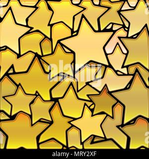 abstract vector stained-glass mosaic background - pale golden stars Stock Vector