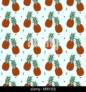 Tropical Pineapples Background - Ananas Seamless Pattern - in vector Stock Vector