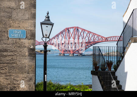 View of Forth Bridge from South Queensferry in West Lothian, Scotland, UK, United Kingdom Stock Photo