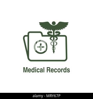 Medical Records Icon - Caduceus and personal health record imagery - phr, emr, ehr Stock Vector