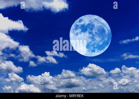 Super moon of background night sky with cloudy Stock Photo