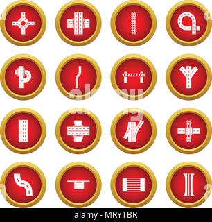 Road parts constructor icons set, simple style Stock Vector