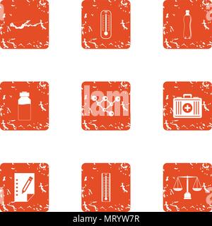 Recovery professional icons set, grunge style Stock Vector