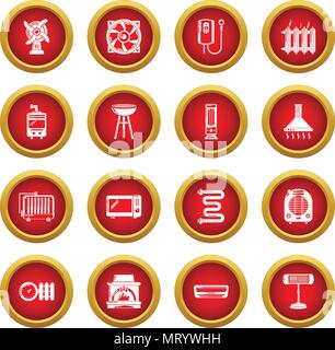Heat cool air flow tools icons set, simple style Stock Vector