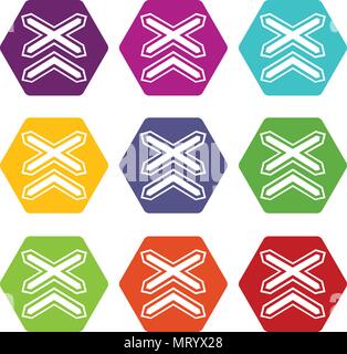 Two line non barrier railways icons set 9 vector Stock Vector