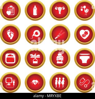 Pregnancy icons set, simple style Stock Vector