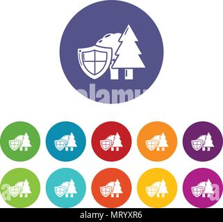 Environment protection icons set vector color Stock Vector