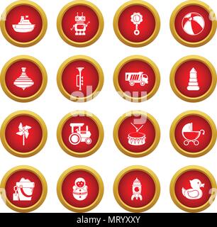 Kids toys icons set, simple style Stock Vector