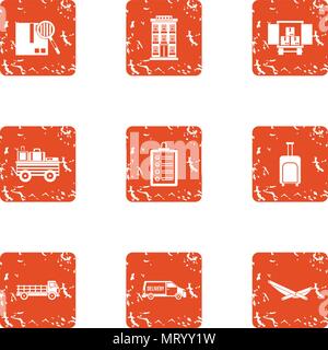 Commode icons set, grunge style Stock Vector