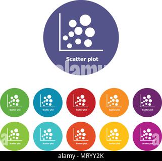 Scatter plot icons set vector color Stock Vector
