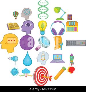 Wheeze icons set, cartoon style Stock Vector