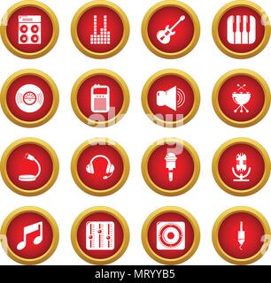 Recording studio symbols icons set, simple style Stock Vector