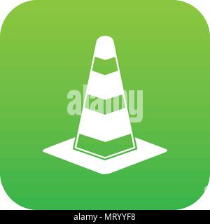 Traffic cone icon digital green Stock Vector