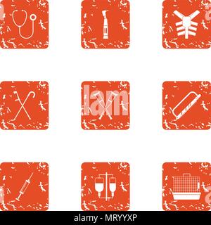 Replacement icons set, grunge style Stock Vector