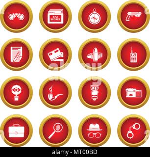 Spy icons set, simple style Stock Vector