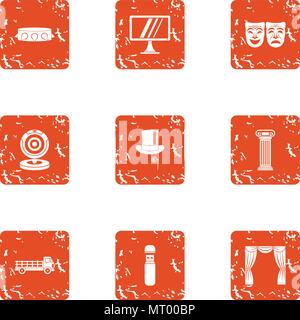 Submission icons set, grunge style Stock Vector