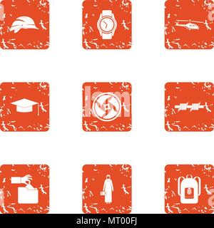 Regulation icons set, grunge style Stock Vector