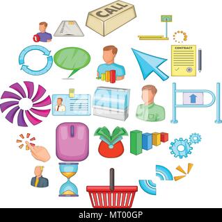 Calculation of salary icons set, cartoon style Stock Vector Image & Art ...