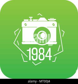 1984 photo camera icon green vector Stock Vector