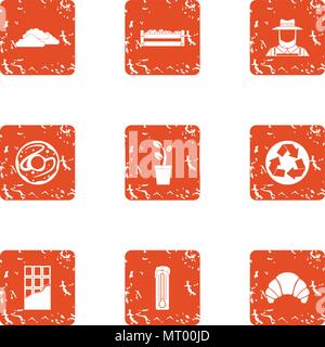 Bionomics icons set, grunge style Stock Vector