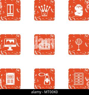 Show theatre icons set, grunge style Stock Vector
