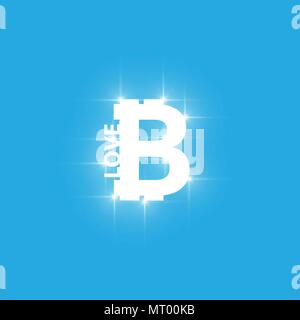I love Digital bitcoins symbol with light effect on transparent backgraund. Stock Vector