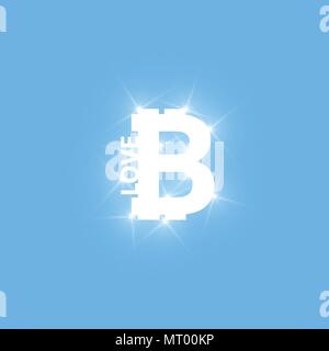 I love Digital bitcoins symbol with light effect on transparent backgraund. Stock Vector