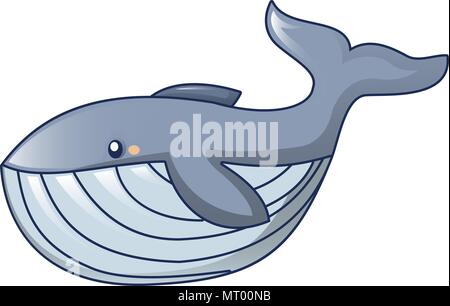 Hungry whale icon, cartoon style Stock Vector