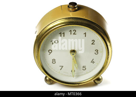 vintage alarm clock ringing at 5:30 isolated on white background Stock Photo