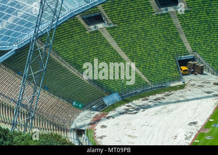 Constructions at the corner of the Olympic Stadium of Munich, Germany Stock Photo