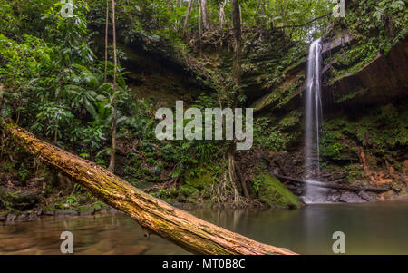 A long exposure shot of the most speacil waterfall and pool deep in Lambir Hill National Park near Miri, Borneo, Malaysia. Stock Photo