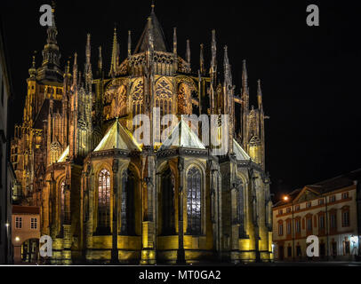 St. Vitus Cathedral at night, Prague, Czech Republic Stock Photo