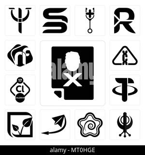 Set Of 13 simple editable icons such as blacklisted, punjabi, hanamaru, telegram, pure veg, tether, chlorine, carcinogen, nf can be used for mobile, w Stock Vector