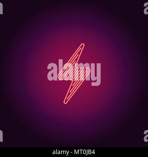 Neon icon of red Electric Energy. Vector illustration of red Neon Electrical Sign consisting of neon outlines, with backlight on the dark background Stock Vector