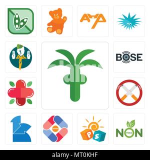 Set Of 13 simple editable icons such as church, non toxic, pre school, pharma company, 111, smoking, farmacy, bose, boy scout can be used for mobile,  Stock Vector